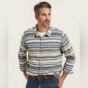 LL Bean Shirt Mens Large Flannel Serape Chamois Southwest Stripe Blanket Shacket